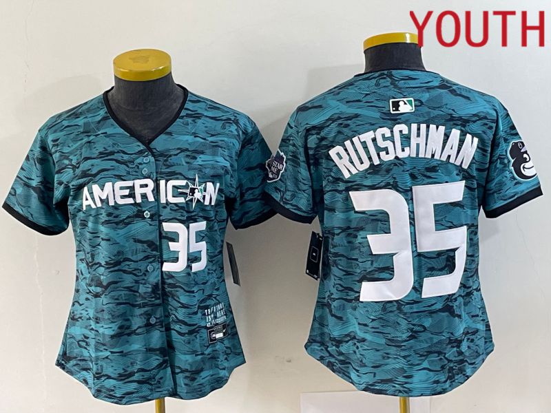 Youth Baltimore Orioles 35 Rutschman American League Nike Green 2023 MLB All Star Jersey